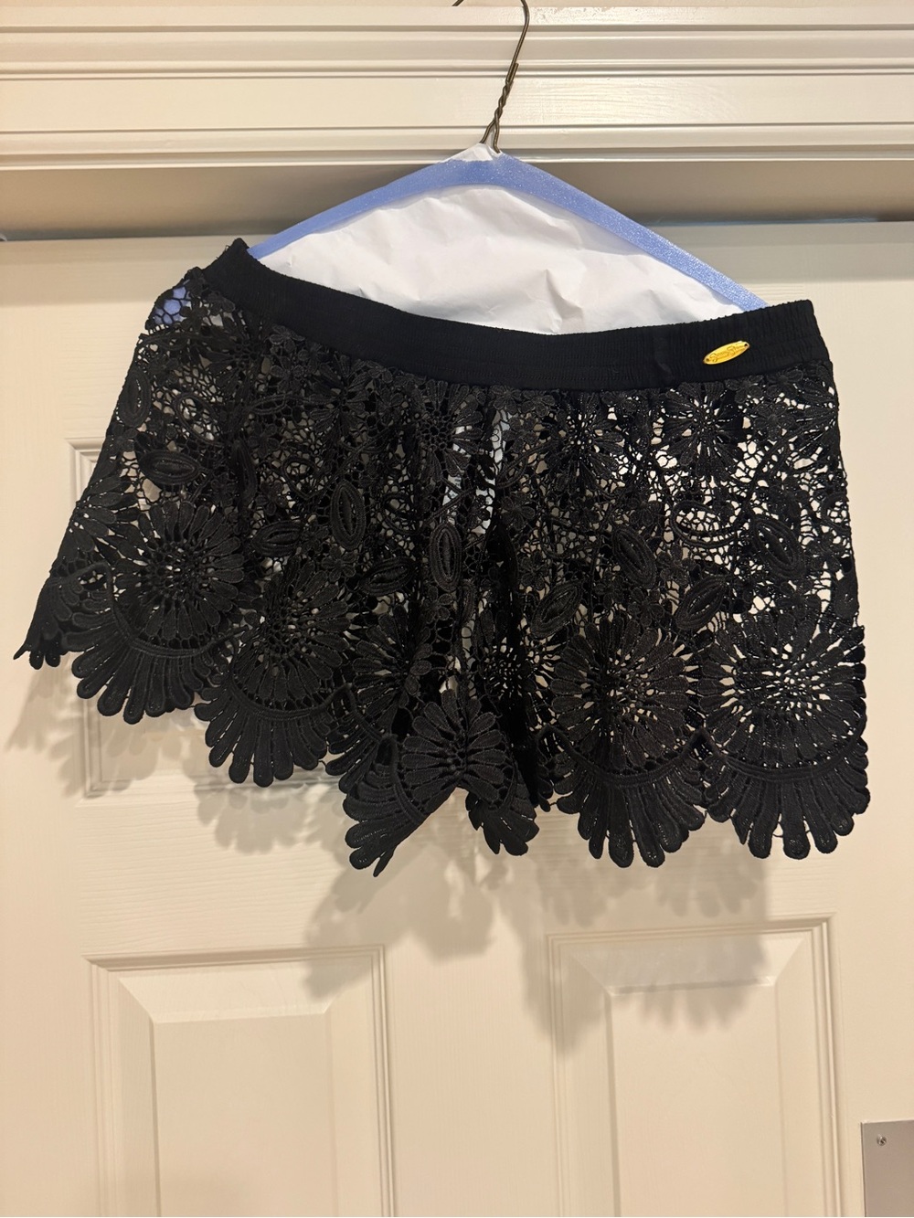 Jessica Simpson Black Crochet Lace Coverup Shorta